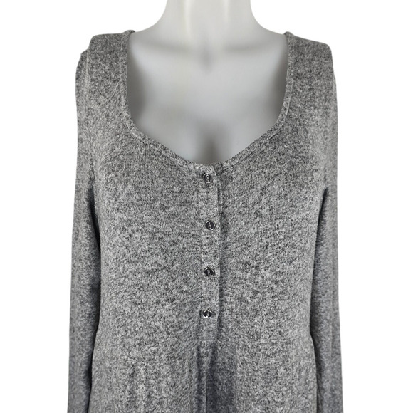 By Anthropology Marisa Hacci Heathered Gray Wide Leg Knit Jumpsuit L - Picture 3 of 8